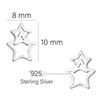 Maßenansicht von Stern Ohrstecker in 925 Silber von Sofia Milani - E2001