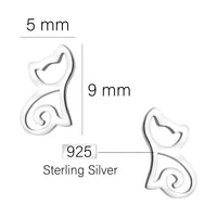 Maßenansicht von Katzen Ohrstecker in 925 Silber von Sofia Milani - E2003