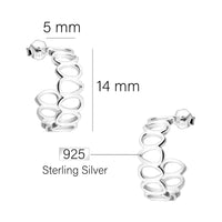 Maßenansicht von Gitter Steck Creolen in 925 Silber von Sofia Milani - E2007