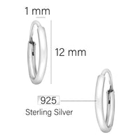 Maßenansicht von Feine Creolen in 925 Silber von Sofia Milani - E2012