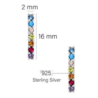 Maßenansicht von Stab Ohrstecker in 925 Silber von Sofia Milani - E2024