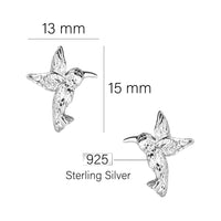 Maßenansicht von Gehämmerter Kolibri Ohrstecker in 925 Silber von Sofia Milani - E2032
