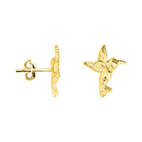 Haupt- und Seitenansicht von Gehämmerter Kolibri Ohrstecker in 925 Silber von Sofia Milani - E2033