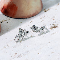 CloseUp Ansicht von Eidechse Ohrstecker in 925 Silber von Sofia Milani - E2034