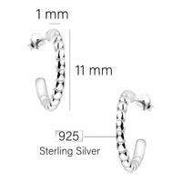 Maßenansicht von Kugel Steck Creolen in 925 Silber von Sofia Milani - E2036