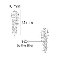 Maßenansicht von Blatt Ohrhänger in 925 Silber von Sofia Milani - E2058