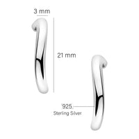 Maßenansicht von Gebogen Ohrstecker in 925 Silber von Sofia Milani - E2064