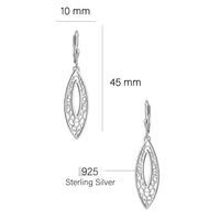 Maßenansicht von Ovales Ornament Ohrhänger in 925 Silber von Sofia Milani - E2072