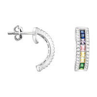 Haupt- und Seitenansicht von Zirkonia Ohrstecker in 925 Silber von Sofia Milani - E2086