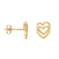 Haupt- und Seitenansicht von Doppeltes Herz Ohrstecker in 925 Silber von Sofia Milani - E2103