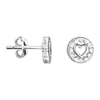 Haupt- und Seitenansicht von Herz Kreis Ohrstecker in 925 Silber von Sofia Milani - E2104