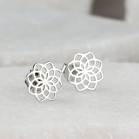 CloseUp Ansicht von Blumen Ohrstecker in 925 Silber von Sofia Milani - E2116