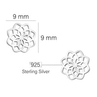 Maßenansicht von Blumen Ohrstecker in 925 Silber von Sofia Milani - E2116