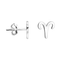 Haupt- und Seitenansicht von Widder Sternzeichen Ohrstecker in 925 Silber von Sofia Milani - E2120