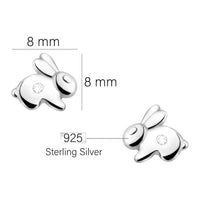 Maßenansicht von Hasen Ohrstecker in 925 Silber von Sofia Milani - E2134
