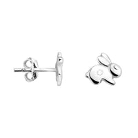 Haupt- und Seitenansicht von Hasen Ohrstecker in 925 Silber von Sofia Milani - E2134