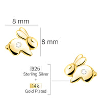 Maßenansicht von Hasen Ohrstecker in 925 Silber von Sofia Milani - E2135