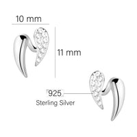 Maßenansicht von Flügel Engel Ohrstecker in 925 Silber von Sofia Milani - E2138