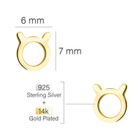 Maßenansicht von Stier Sternzeichen Ohrstecker in 925 Silber von Sofia Milani - E2145