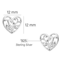 Maßenansicht von Herz Ohrstecker in 925 Silber von Sofia Milani - E2152