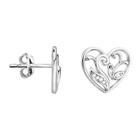 Haupt- und Seitenansicht von Herz Ohrstecker in 925 Silber von Sofia Milani - E2152