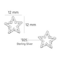 Maßenansicht von Stern Ohrstecker in 925 Silber von Sofia Milani - E2158