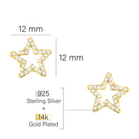 Maßenansicht von Stern Ohrstecker in 925 Silber von Sofia Milani - E2159