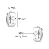 Maßenansicht von Kreuz Creolen in 925 Silber von Sofia Milani - E2162