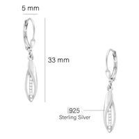 Maßenansicht von Oval Ohrhänger in 925 Silber von Sofia Milani - E2164