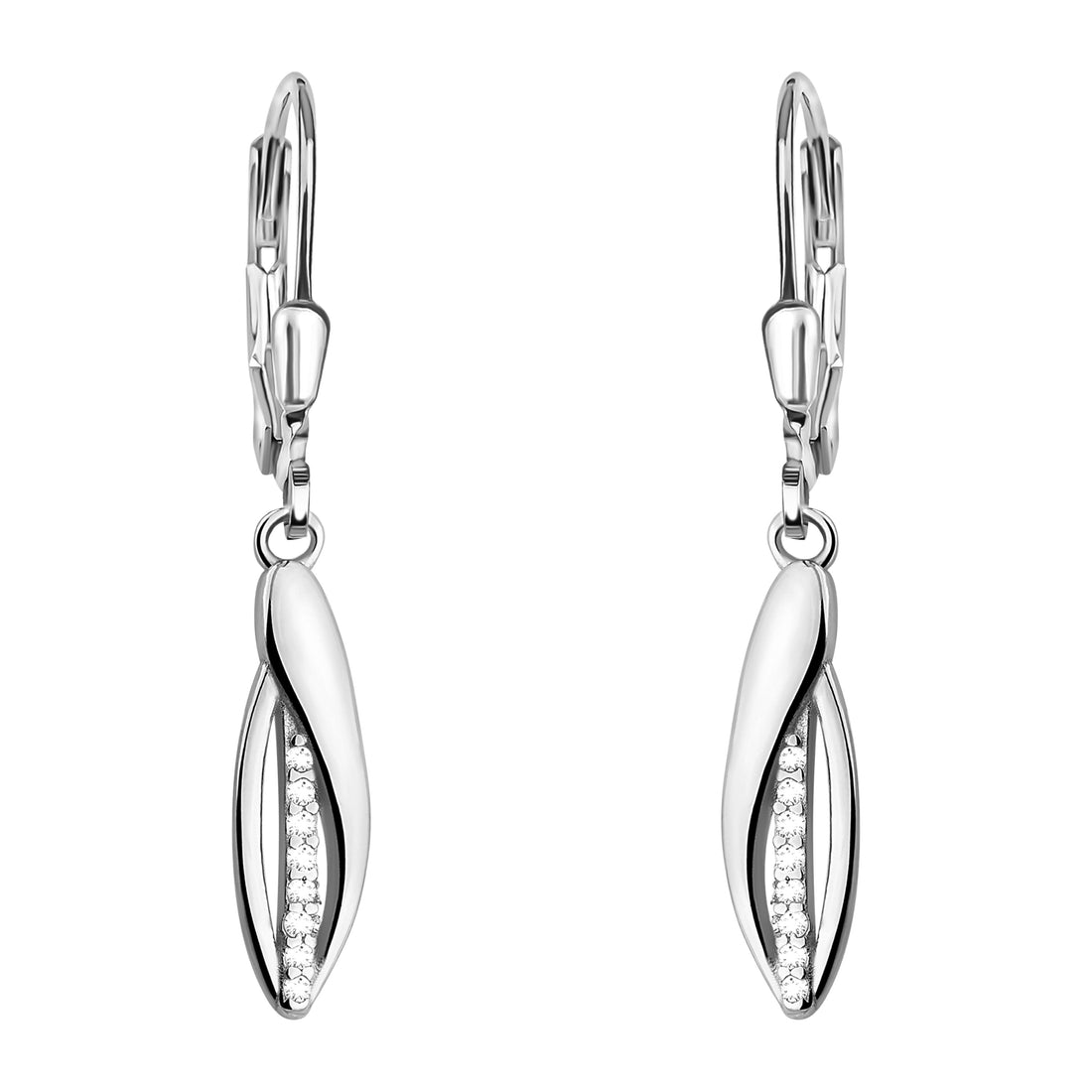 Haupt- und Seitenansicht von Oval Ohrhänger in 925 Silber von Sofia Milani - E2164