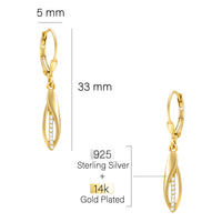 Maßenansicht von Oval Ohrhänger in 925 Silber von Sofia Milani - E2165