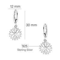 Maßenansicht von Blumen Ohrhänger in 925 Silber von Sofia Milani - E2166