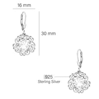 Maßenansicht von Blumen Ornamenten Ohrhänger in 925 Silber von Sofia Milani - E2168