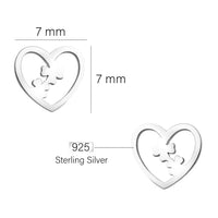 Maßenansicht von Herz Kleeblatt Ohrstecker in 925 Silber von Sofia Milani - E2170