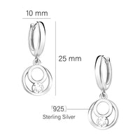Maßenansicht von Doppelter Kreis Ohrhänger in 925 Silber von Sofia Milani - E2172