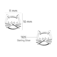 Maßenansicht von Katzen Ohrstecker in 925 Silber von Sofia Milani - E2176