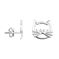 Haupt- und Seitenansicht von Katzen Ohrstecker in 925 Silber von Sofia Milani - E2176