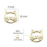 Maßenansicht von Katzen Ohrstecker in 925 Silber von Sofia Milani - E2177