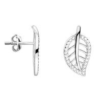 Haupt- und Seitenansicht von Blatt Ohrstecker in 925 Silber von Sofia Milani - E2184