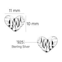 Maßenansicht von Geriffeltes Herz Ohrstecker in 925 Silber von Sofia Milani - E2188