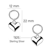 Maßenansicht von Kreis Herz Ohrhänger in 925 Silber von Sofia Milani - E2190