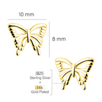 Maßenansicht von Schmetterling Ohrstecker in 925 Silber von Sofia Milani - E2195