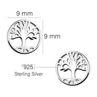 Maßenansicht von Baum Kreis Ohrstecker in 925 Silber von Sofia Milani - E2196