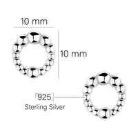 Maßenansicht von Kugel Kreis Ohrstecker in 925 Silber von Sofia Milani - E2198