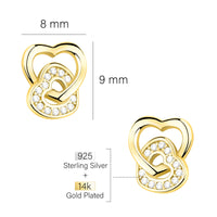 Maßenansicht von Doppeltes Herz Ohrstecker in 925 Silber von Sofia Milani - E2201