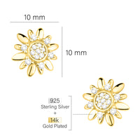 Maßenansicht von Blumen Ohrstecker in 925 Silber von Sofia Milani - E2203