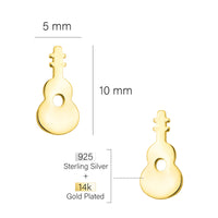 Maßenansicht von Gitarre Ohrstecker in 925 Silber von Sofia Milani - E2209