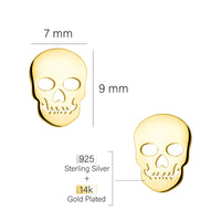 Maßenansicht von Totenkopf Ohrstecker in 925 Silber von Sofia Milani - E2211