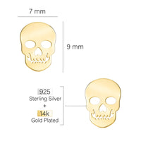 Maßenansicht von Totenkopf Ohrstecker in 925 Silber von Sofia Milani - E2211