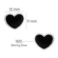 Maßenansicht von Schwarzes Herz Kugel Ohrstecker in 925 Silber von Sofia Milani - E2214
